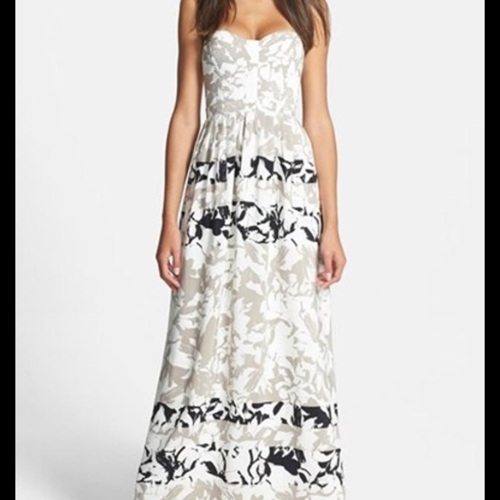 parker bayou silk strapless maxi dress